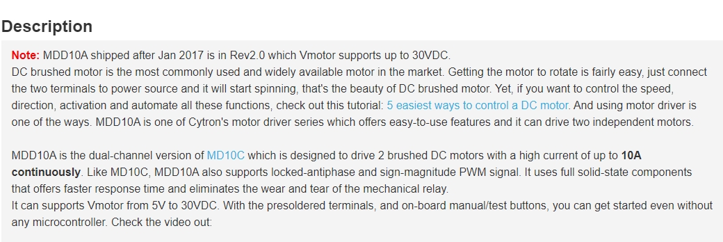 MDD10A 10Amp 5V-30V DC Motor D - огляд і ціна Motor Driver Module