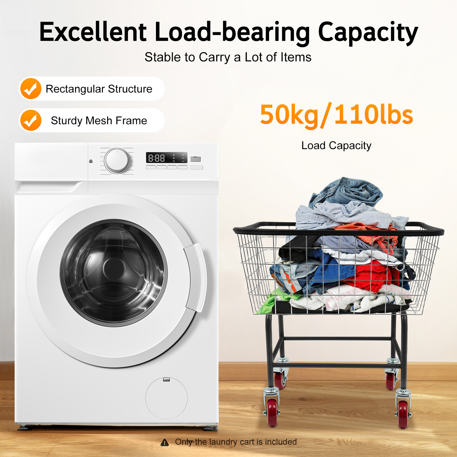Wire Laundry Cart 26.77x21.5x2 - огляд і ціна Caster Wheel